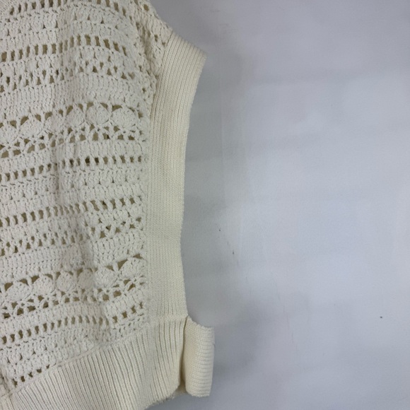 Maeve Anthropologie Crochet Knit Sweater Top Ivory Tie Sides One Size - Picture 4 of 13